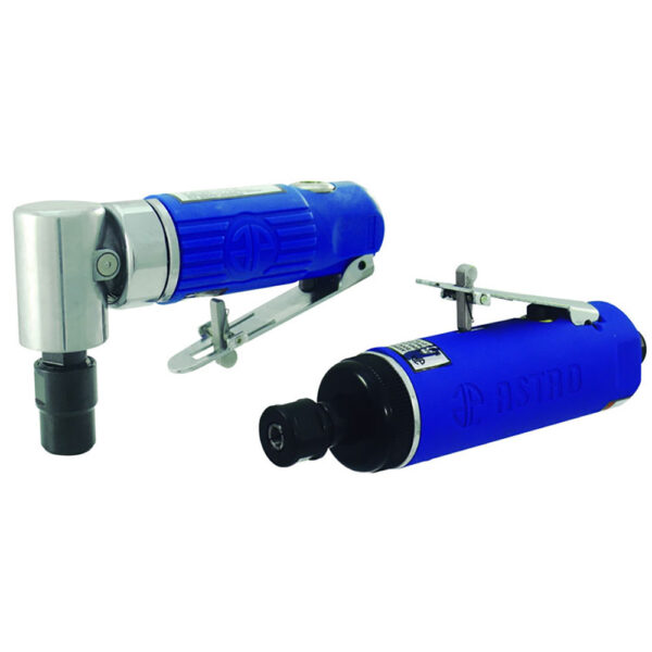 1222 Astro Pneumatic Composite Body 1/4'' 90 Degree Angle Die Grinder and Blue Composite Body 1/4'' Medium Die Grinder Kit