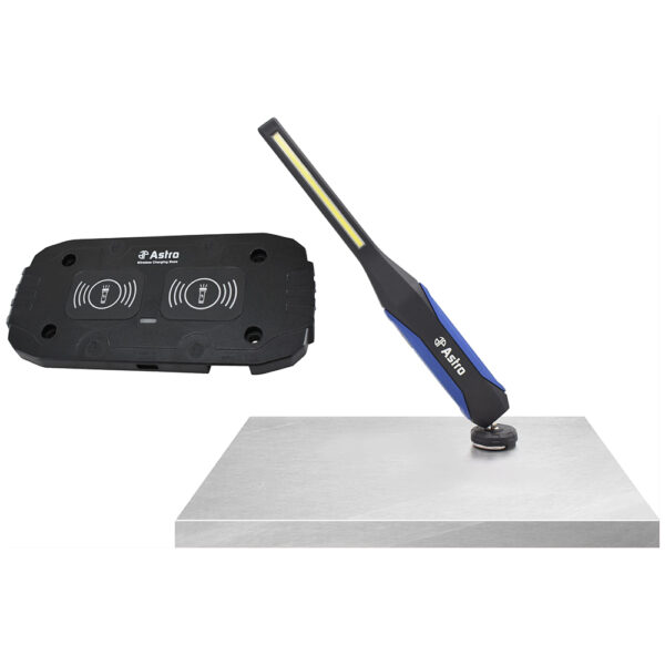 90SLC Wirelessly Recharge LED Slim Light w/ Top Flashlight & USB-C Dual Wireless Quick Charge Pad Astro Pneumatic 900 Lumen